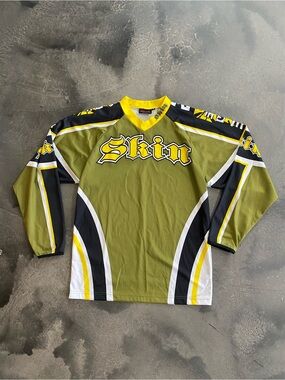 VTG Y2K Skin Industries Motocross Sportswear Jersey Livin’ in Skin Sz S Mens
